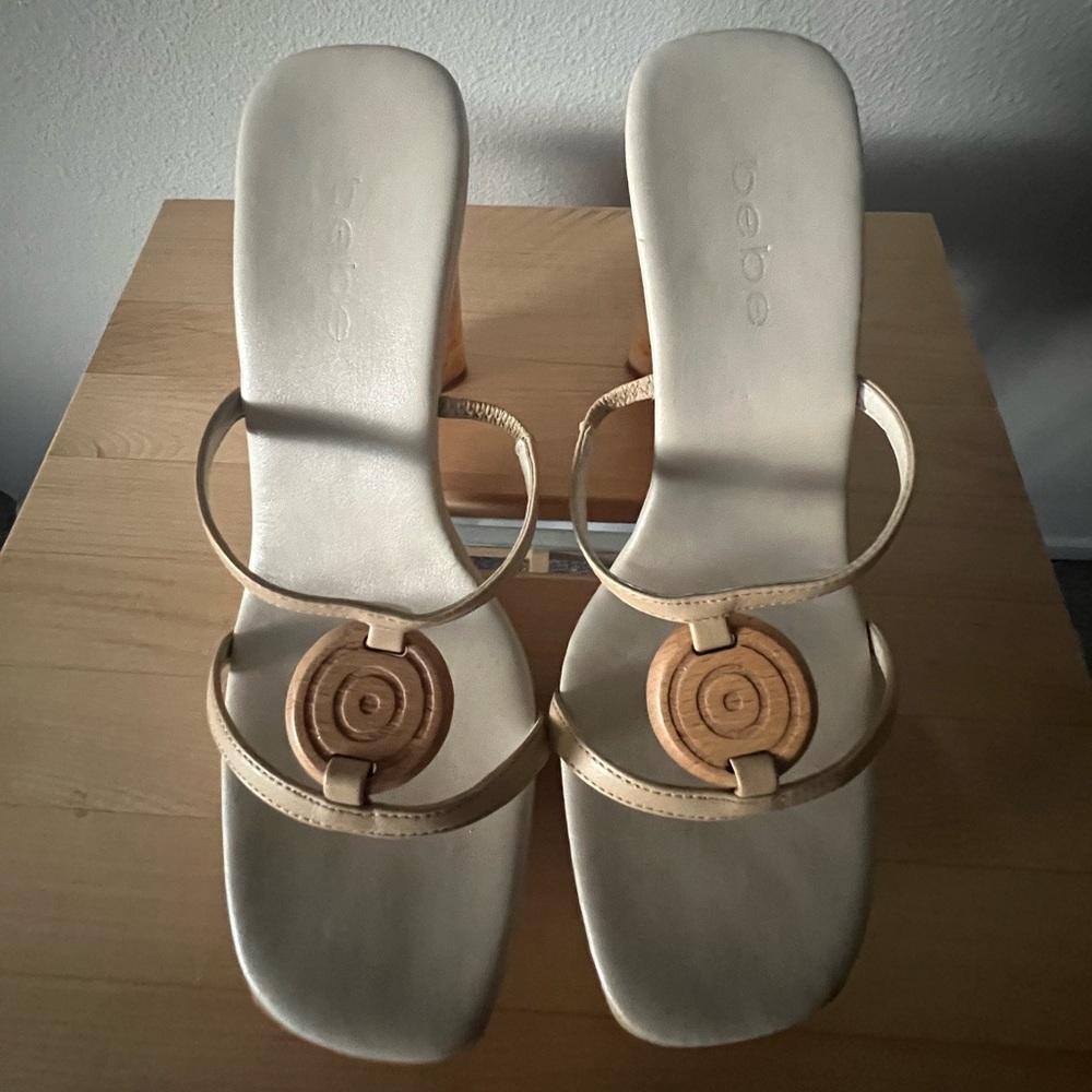 Vintage Bebe Wedge Sandals with Wooden Accents - Picture 8 of 11